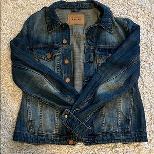 Blank NYC Dark Indigo Denim Jacket with ripped design size S
